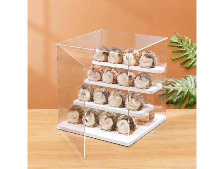 WLCGYD Transparente Acryl-Vitrine Mit 4 Ebenen Für Sammlermodelle Stapelbare Vitrinenbox, 12-mm-Kunststoffsockel, Frontöffnung Für Einfachen Zugriff, Für Wohnzimmer, Büro Und Wertsachen
