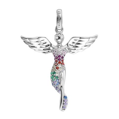 Engelanhänger ENGELSRUFER "Bright like a diamond ENGEL MIT STEIN" Gr. S, silber (silberfarben, mehrfarbig, bunt), Schmuckanhänger, Damen, S, Silber 925 (Sterlingsilber), 2,84 g, mit Zirkonia (synth.)