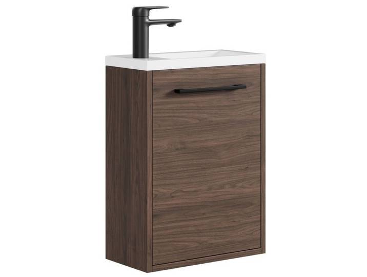 Meuble Lave-Mains Florence 40 x 22 cm – Noyer – Meuble WC avec Vasque Blanche