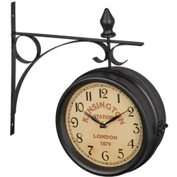 Relaxdays Doppelseitige Bahnhofsuhr in Schwarz Beige,Rot,Schwarz