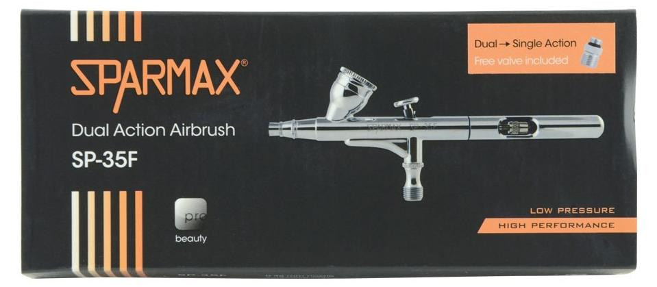 Sparmax SP35 F dubbelwerkende gravity-airbrush, zilver, 0,35 mm