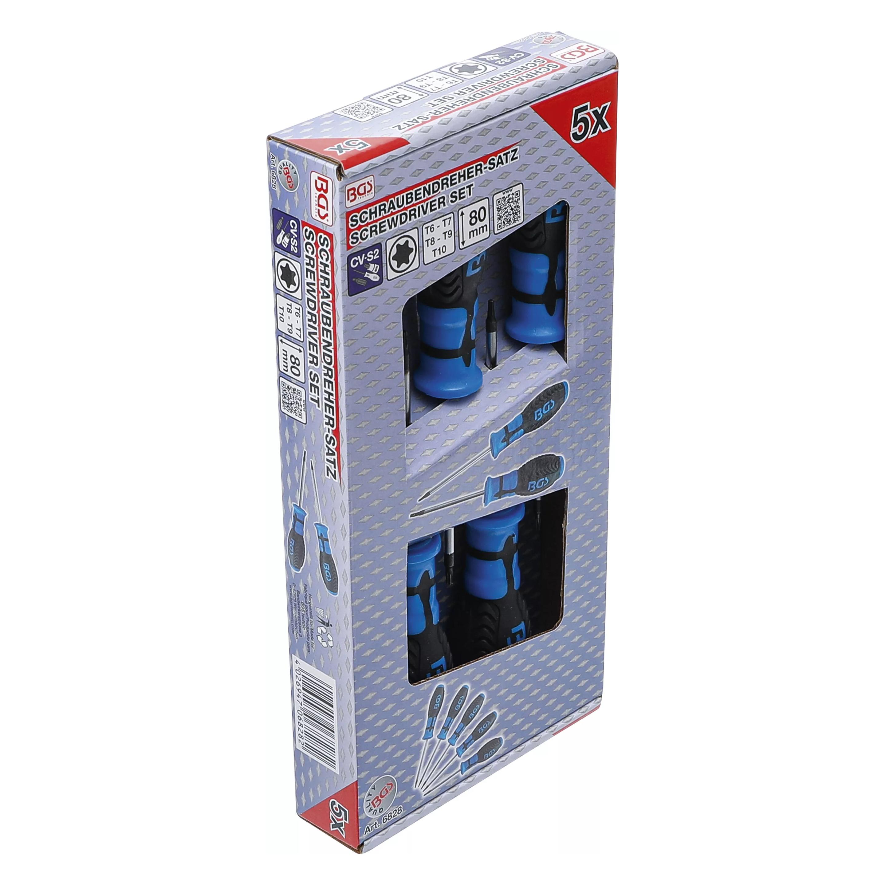 BGS Schraubendreher-Satz T-Profil (für Torx) T6 - T10 5-tlg. (TX) (6828)