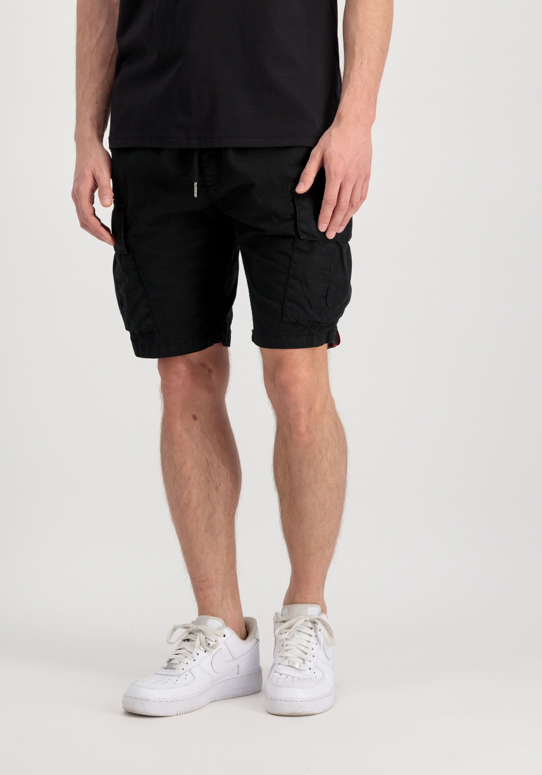 Sweatshorts ALPHA INDUSTRIES "Ripstop Jogger Short", Herren, Gr. L, Normalgrössen, schwarz, Obermaterial: 100% Baumwolle, Hosen Sweatshorts schwarz L, Normalgrössen
