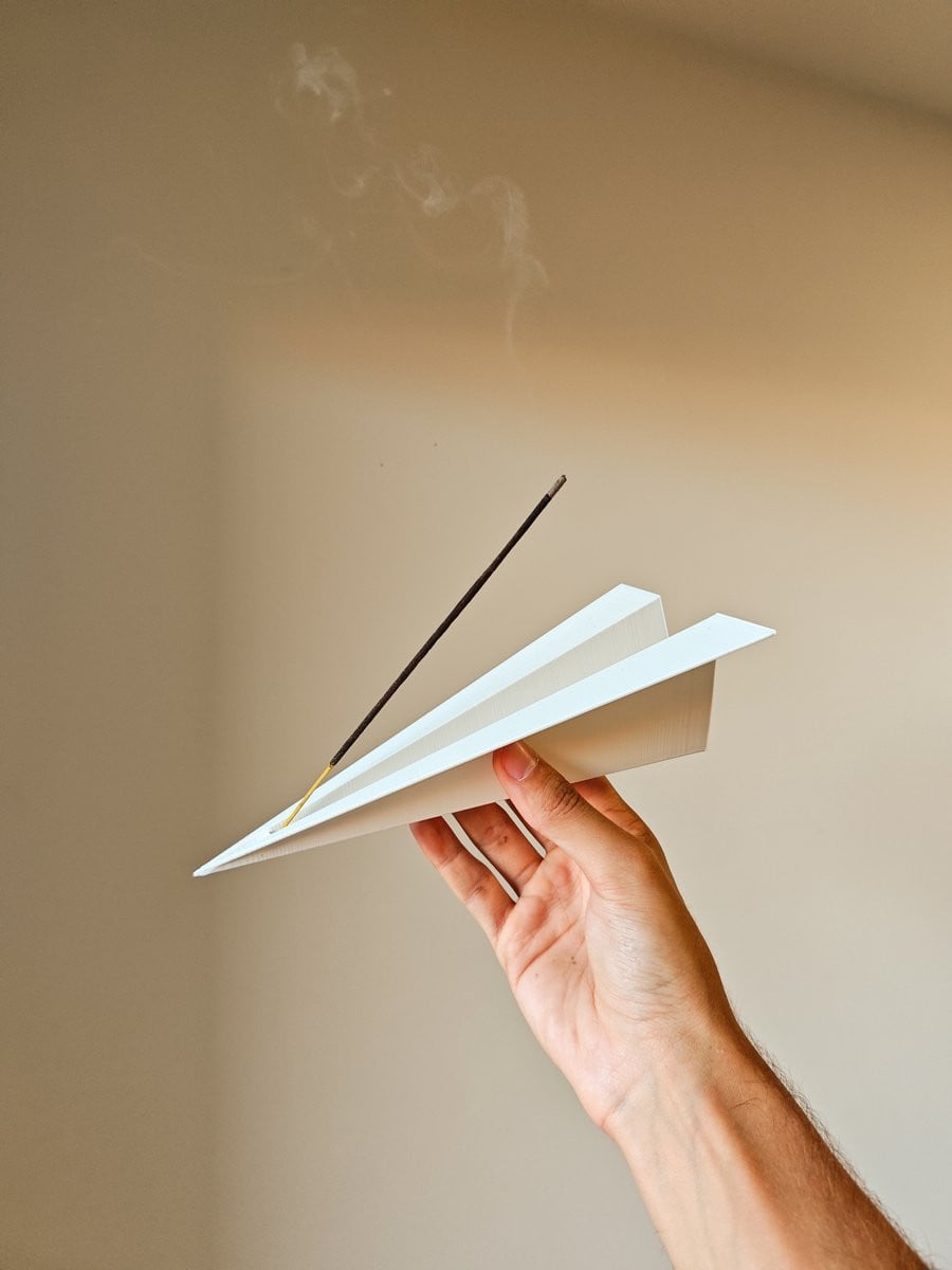 Zen Plane wierookhouder - Vliegtuigvormige wierookstandaard met asopvang - Crèmewit