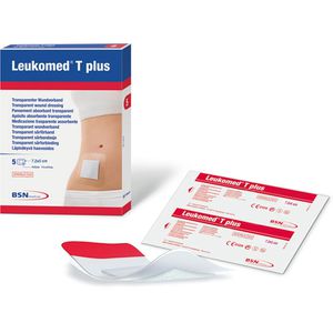 Leukomed Pflaster T plus, 5 Strips, wasserfest, steril, elastisch, 7,2 x 5cm