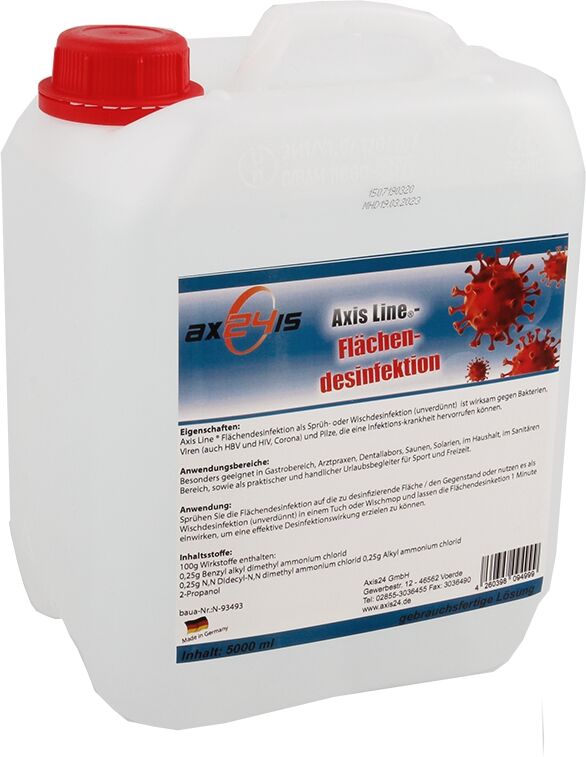 Axis Line - Flächendesinfektion Nachfüllkanister 5 Liter - Sprüh- oder