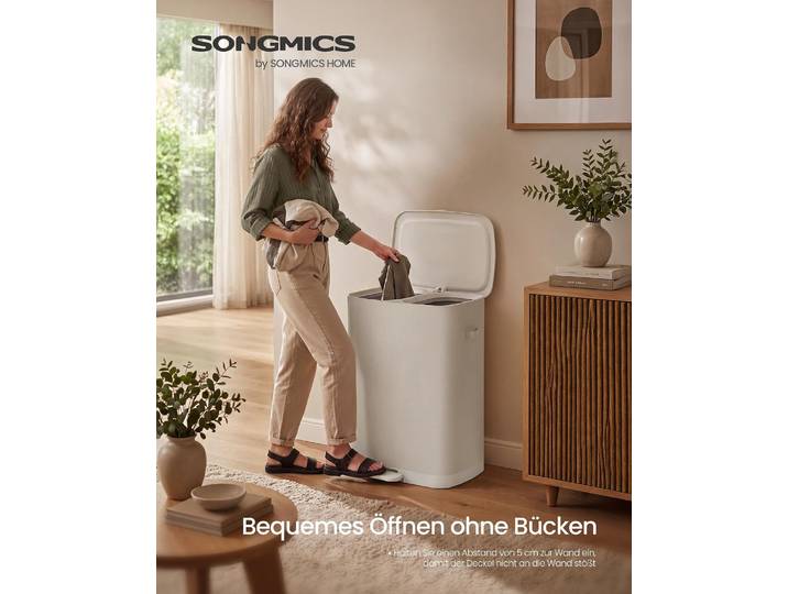 Wäschekorb 160 l 2 Fächer faltbar Cappuccino-Beige