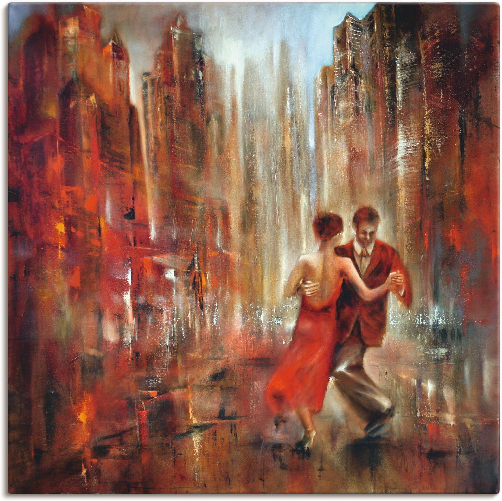 Leinwandbild ARTLAND "Tango", rot (farbe bild(er): rot), B:100cm H:100cm, Bilder, Leinwandbild, auf Holzrahmen gespannt farbe bild(er): rot B/H/T: 100cm x 100cm, Leinwandbild Sport quadratisch, 1 Stk.