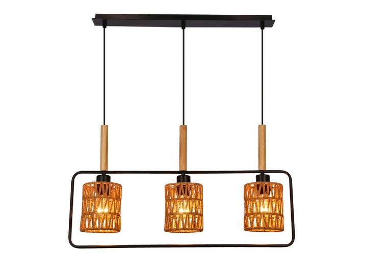 Pendelleuchte Crown, Schwarz, Beige, Metall, 12x107x70 cm, RoHS, Europäischer Sicherheitsstandard, einfach zu transportieren, Lampen & Leuchten, Innenbeleuchtung, Hängeleuchten, Pendelleuchten