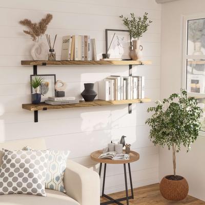 "Wallniture Menton 48-60-72-84 inch Long, 9.25"" Deep, 1.5"" thick Floating Wall Shelf for Wall, Office Decor, Rustic Decor, 1 Pc"