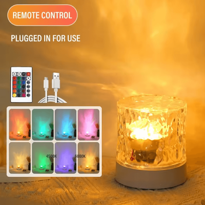 Inspire Curations LED Water Ripple Projection Lamp RGB Crystal Table Light For Bedroom & Home Decor 16color Plug In