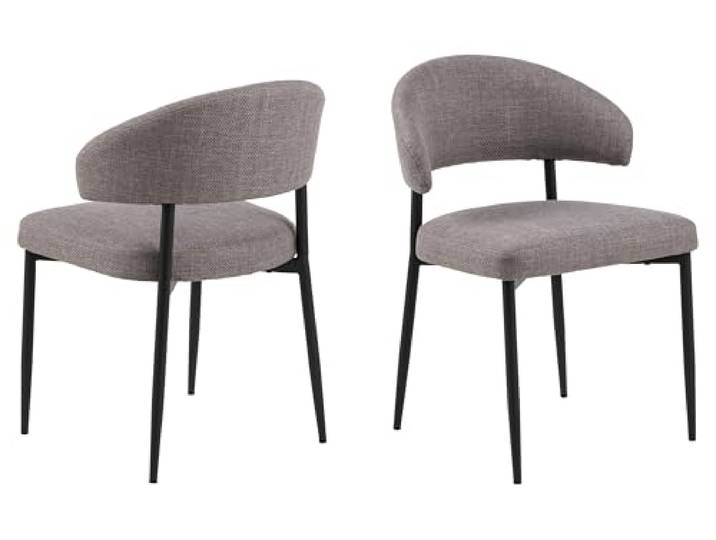 möbelando Polsterstuhl >Edina< (2er-Set) in Graubraun, Polyester, Stahl - 56x77x55 (BxHxT)