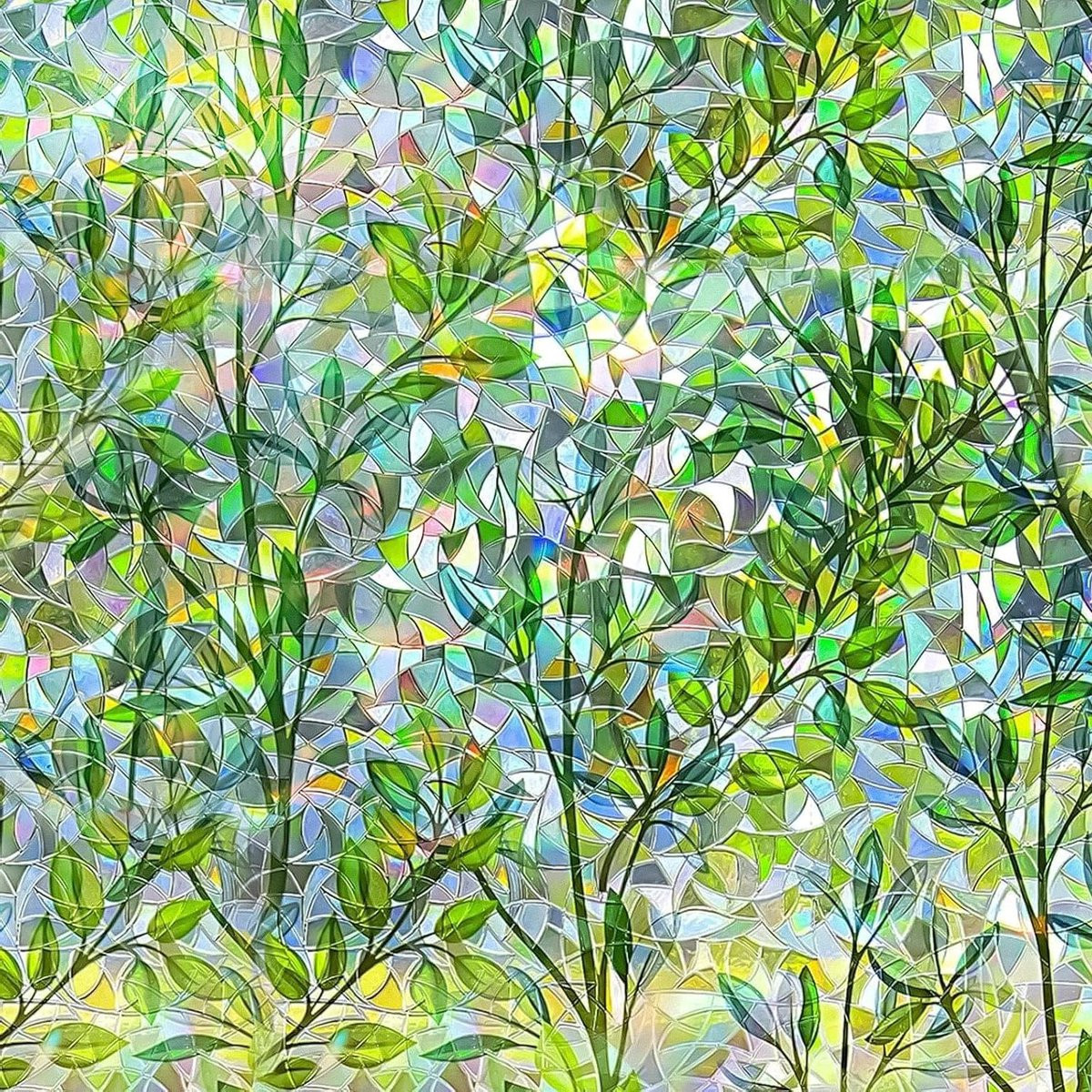 Merkloze Regenboog Raamfolie voor Privacy en Decoratie - Groen - 90 x 200 cm