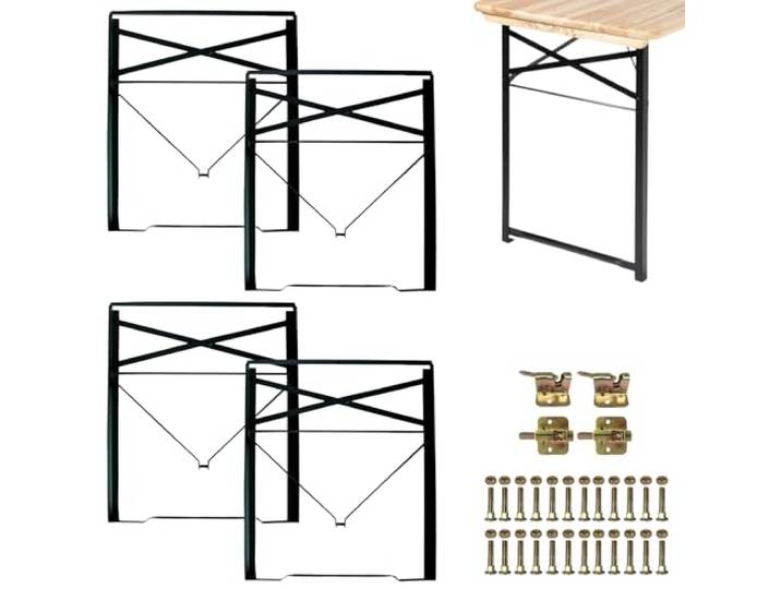 Vigormat Tischbeine Klappbar 70 cm aus Metall Outdoor Wetterfest - Klappbare Tischgestell Klapptischbeine für Bierzeltgarnitur und Heimwerken, Montage Set (4 Beine + Set - Schwarz)