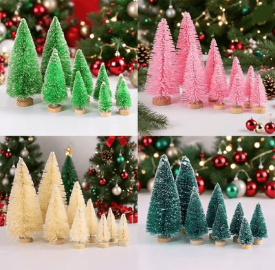 Inspire Essentials Mini Wood Christmas Trees Tabletop Decor Set b