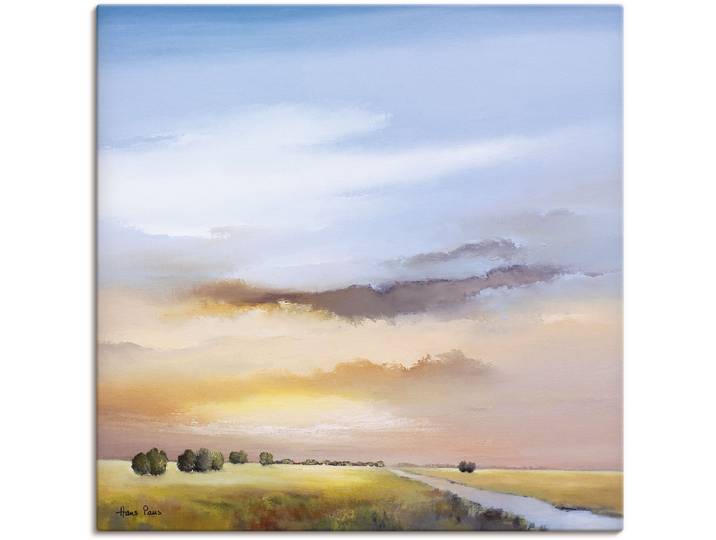 Leinwandbild ARTLAND Landschaft III , blau (farbe bild(er): blau), B:40cm H:40cm, Bilder, Leinwandbild, auf Holzrahmen gespannt