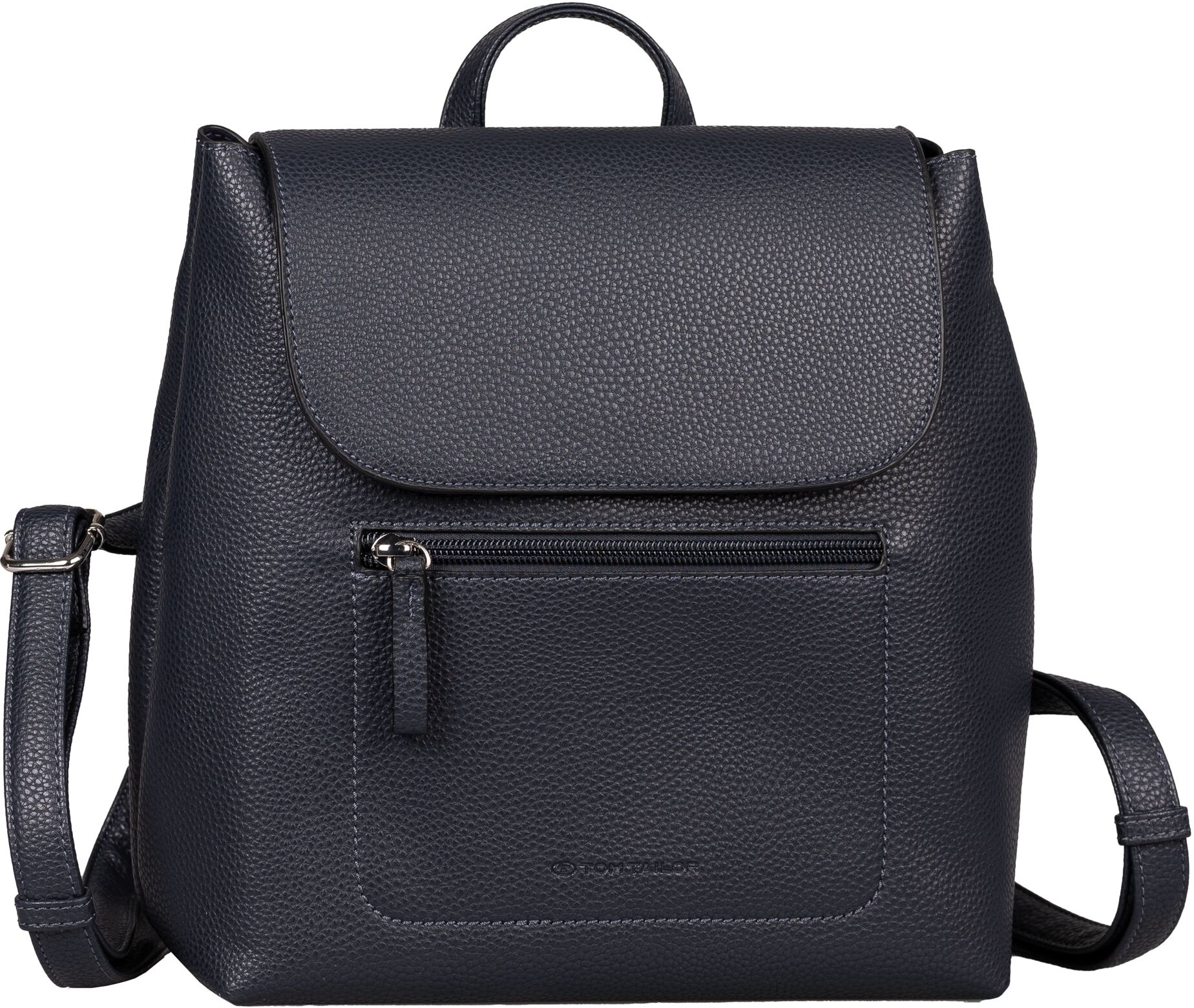 Rucksack TOM TAILOR "Elis", Damen, Gr. B/H/T: 25cm x 26cm x 10,5cm, blau, Polyurethane, clean, Rucksäcke Rucksack, aus weich gekörntem Lederimitat und feinem Logo blau B/H/T: 25cm x 26cm x 10,5cm