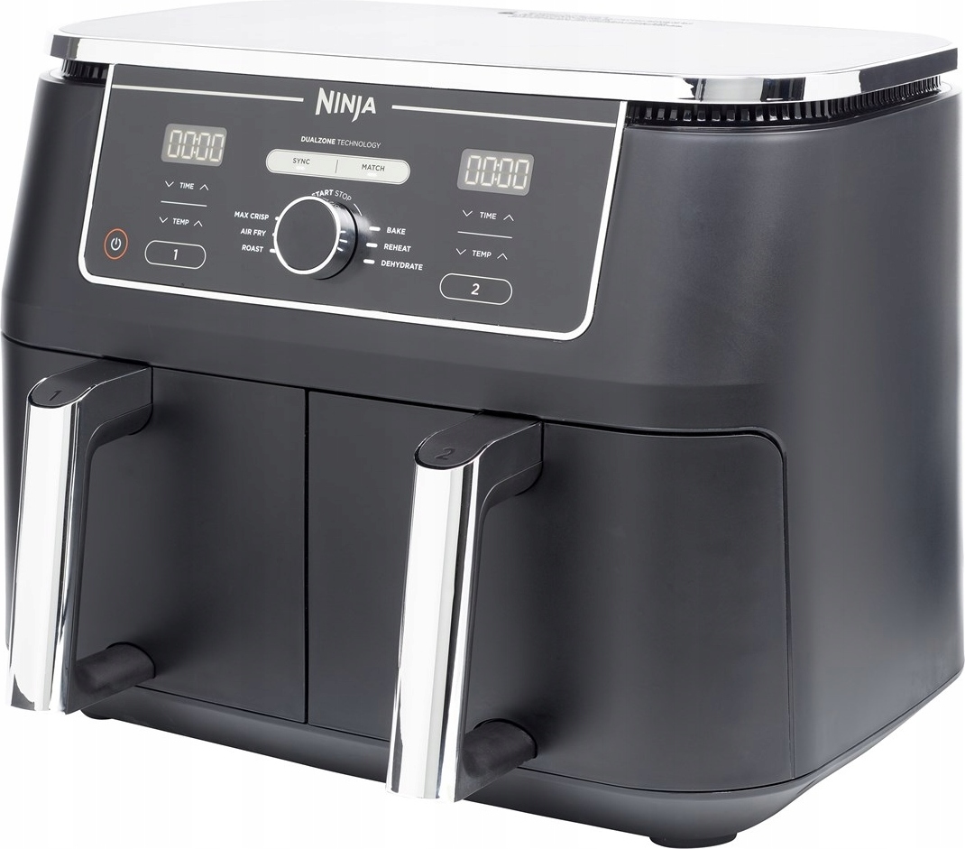 Fettfreie Fritteuse 9,5 l 2470 W Doppelte Schüssel Schwarz 7 Programme Led