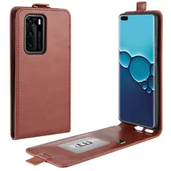Flip Case Handyhülle für Huawei P40 Vertikal Schutzhülle Tasche Cover Braun Bumper Smartphone Kartensteckplatz-Kreditkarte-Geldscheine EC-Karte Bank-Karte
