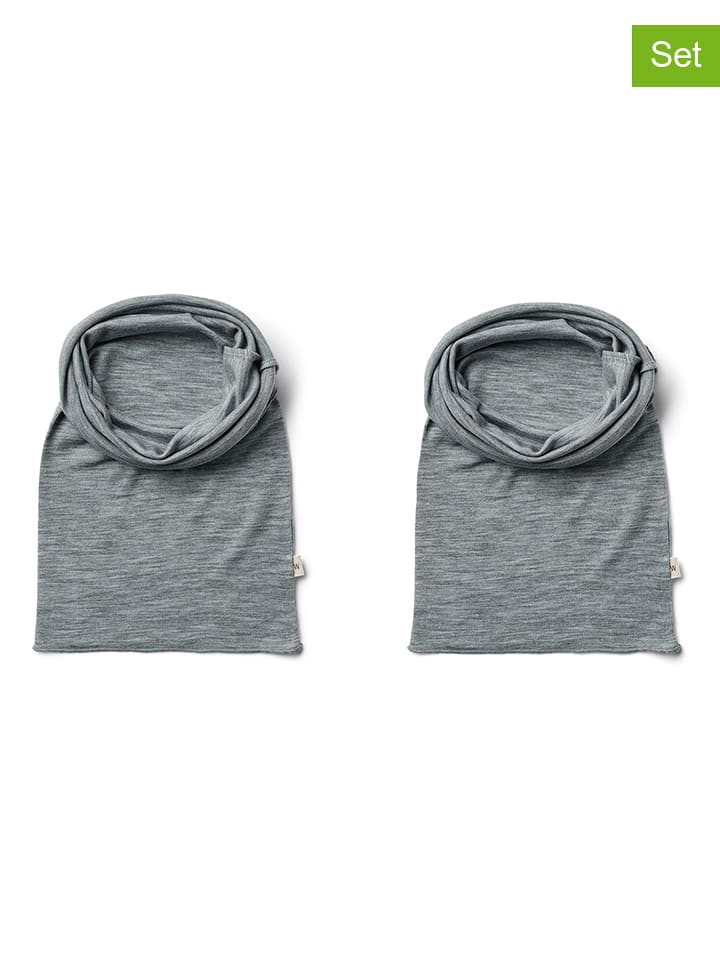 Wheat 2er-Set: Woll-Loop-Schals ''Arta'' in Grau - onesize