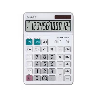 Sharp Tischrechner EL-340 W mit beweglichem Display, 12 Stellen, Solar/Batterie
