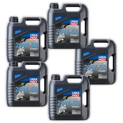 5x Motoröl LIQUI MOLY 1696 Motorbike 4T 20W-50 Street Motorrad Öl Mineralisch 4L