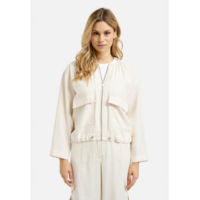 Blouson MILANO ITALY, Damen, Gr. 38, beige (sand), Web, Material: 87% Modal, 13% Polyester, unifarben, lässig geschnitten kurz, eingesetzt gerader Abschluss, Jacken Blouson, mit Gummizug im Saum