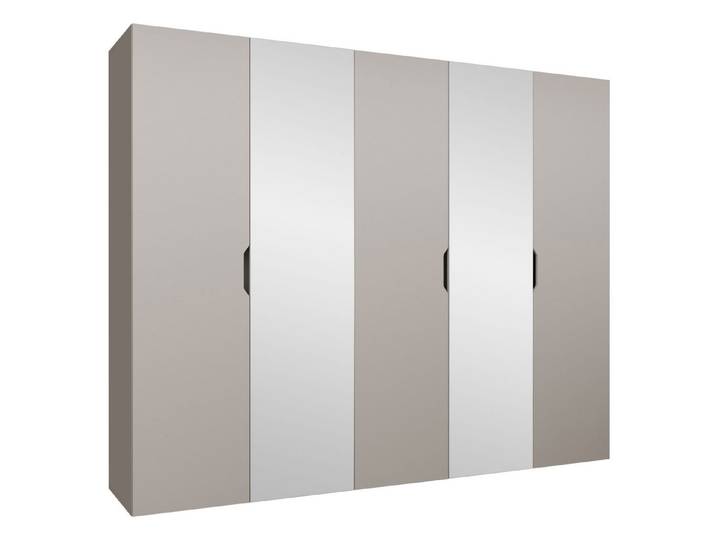 MIRJAN24 Kleiderschrank Malaga 250 mit Frontspiegel (mit fünf Drehtüren) gedämpftem Schließsystem, 250x52x202 cm