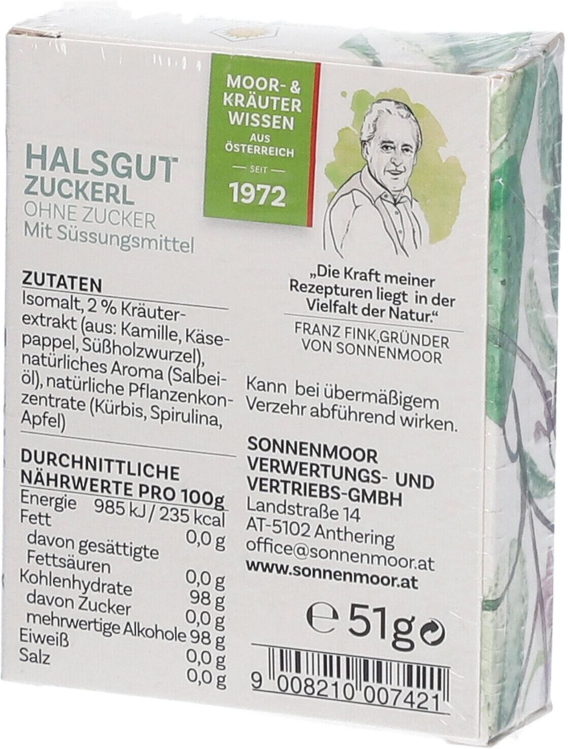 SonnenMoor Halsgut Zuckerl Lutschtabletten 51 g 51 g Lutschtabletten