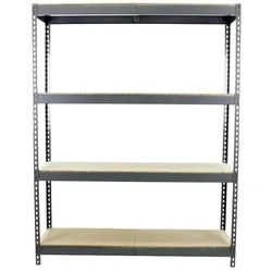 SimonRack Industrieregal, 2000x1800x750 mm, 400 kg am Biegepunkt, 4 Holzböden, Garagenregal, Grau- Ecoforte