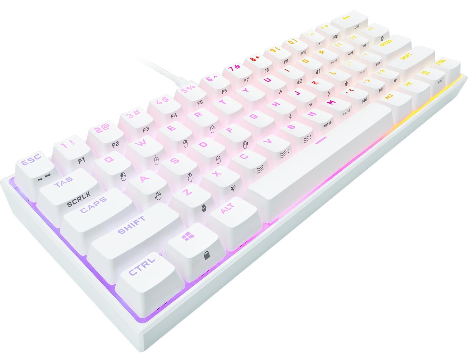 Corsair K65 RGB Mini Gaming-toetsenbord met Cherry MX RGB Speed Silver switches - Wit