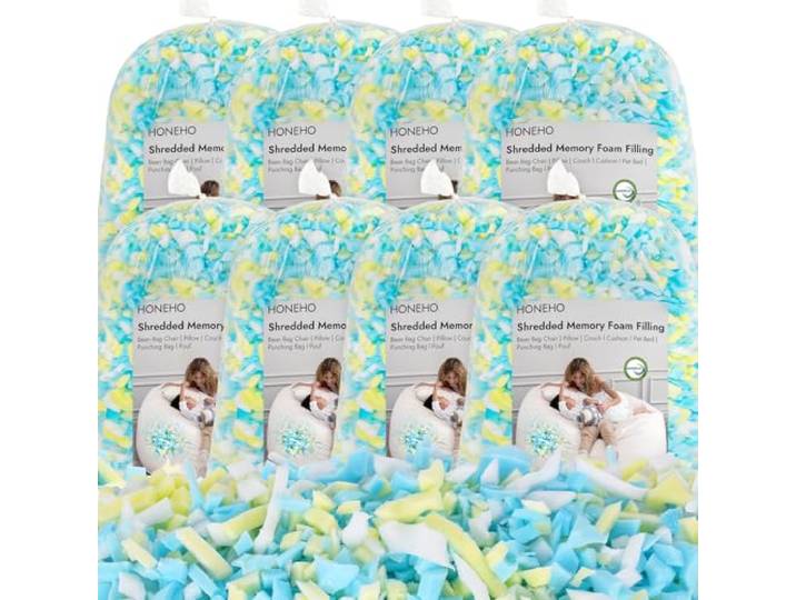 HONEHO 17.6kg Memory Foam-Füllung für Sitzsäcke Hinzufügen von Gelpartikeln, gemütlich und weich, ideal zum Füllen von Sitzsäcken für Kinder, Kissen, Hundebetten, Sofakissen