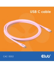 Club 3D Lifestyle USB-C Kabel PD 240W 20Gbps 2m pink St/St retail Digital/Daten 2 m (CAC-3002)