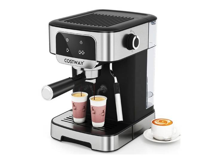 COSTWAY Espressomaschine, 20 Bar, mit Milchaufschäumer & 1,8L Tank, Touch