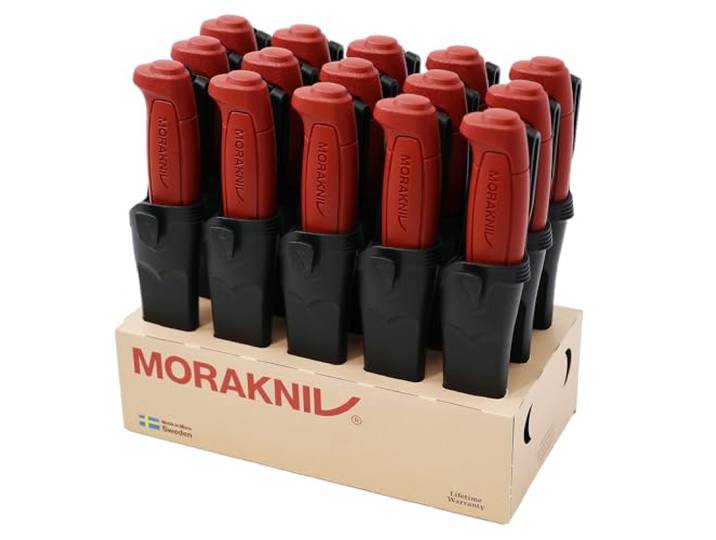 Morakniv Messer mit Scheide für Handwerker - 15-Pack Rot - Basic 511 C - Mora Messer Feststehende Klinge aus Kohlenstoffstahl - 2,0 mm - Hergestellt in Schweden - Outdoormesser feststehend