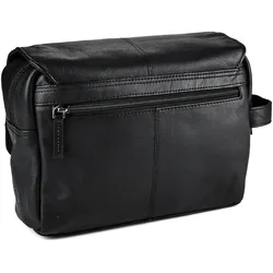 Greenburry Vintage Kulturbeutel Leder 27 cm, Necessaire, Schwarz