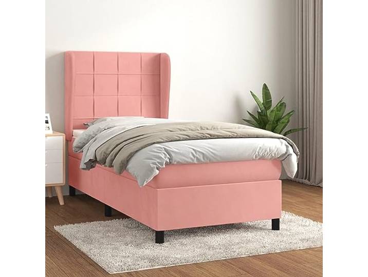 RJPLMFV Lattenrost, Matratze, Rosa, 80 x 200 cm, Velours Verstellbarer Kopf, Taschenfedern, mittelharte Unterstützung, weicher Matratzenschoner, inkl. Anleitung