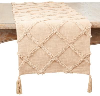 Saro Lifestyle Diamond Tufted Design Table Runner