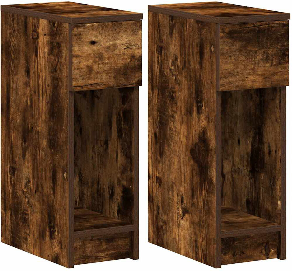 Alpen Home Cornelio 20 cm W Bedside Table Smoked Oak 60cm H X 20cm W X 36cm D