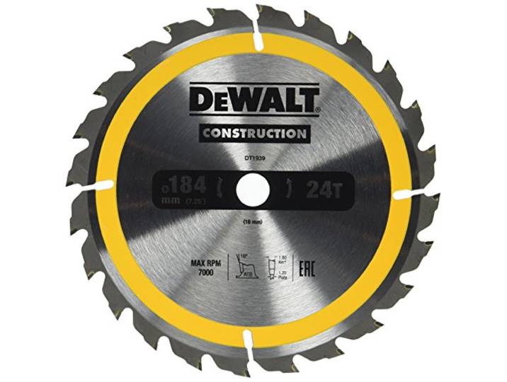 DEWALT DT1939-QZ cirkelzaagblad Handkr. 184/16 mm 24WZ