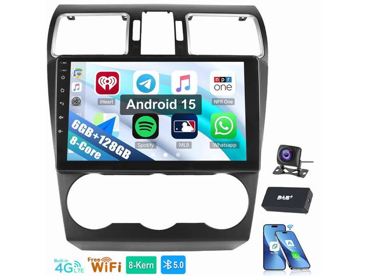 ESSGOO Für Subaru Forester 2015-2018 Android 15 6+128G 4G LTE RDS Autoradio (RDS, Digitalradio (DAB), FM, AM, Apple Carplau Android Auto GPS RDS SWC)