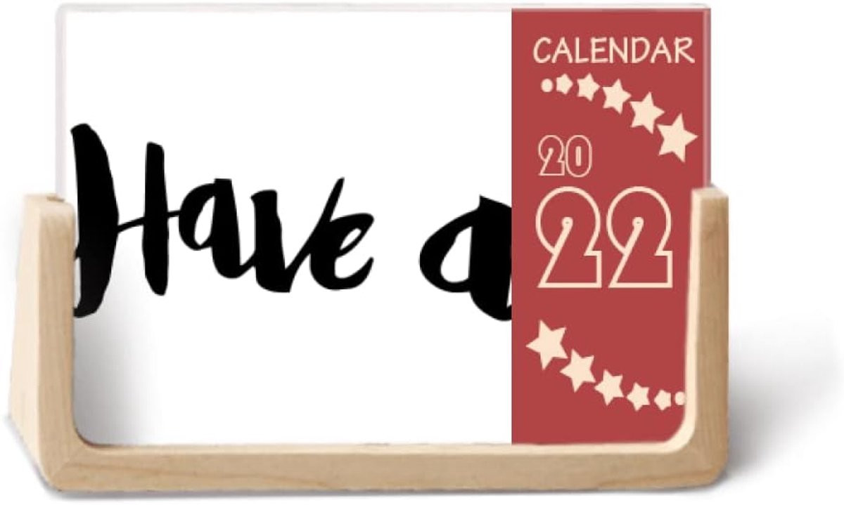 Bureau Kalender Planner 2022 met Houten Frame - Natuurlijk - 4x6 Inch