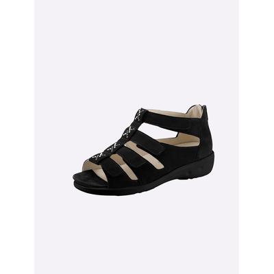 Sandalette WALDLÄUFER, Damen, Gr. 6, schwarz, Nubukleder, Schuhe Sandalette