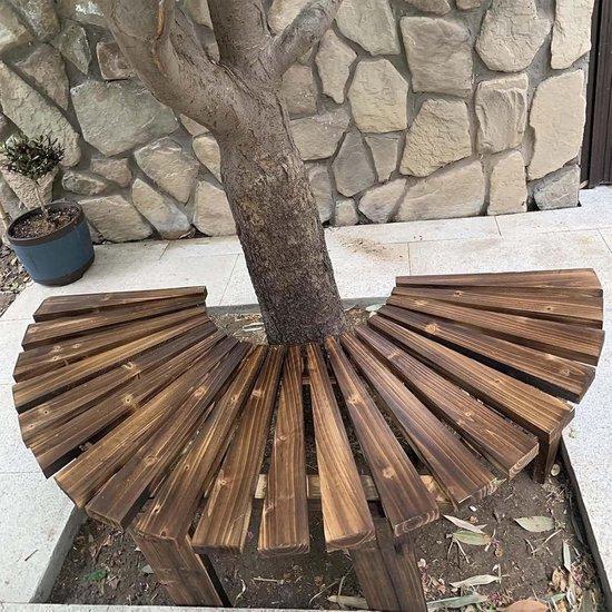 Halbrunde Parkbank - Massiv Holz - 125x65x10 cm - Natürlich