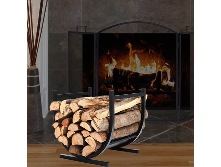 Support de bois de chauffage support de bois de chauffage support de stockage de bois de chauffage au bord de feu en fer forgé support de bûches en bois organisateur pour support de bûches intérieur