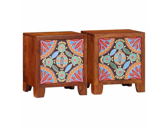 KUTYWEXFM Nachttisch 2er Set 40x30x45cm Massivholz Akazie Honigbraun Kompakte Beistelltische aus Echtholz für das Schlafzimmer bieten praktischen Stauraum und zeitloses Design.