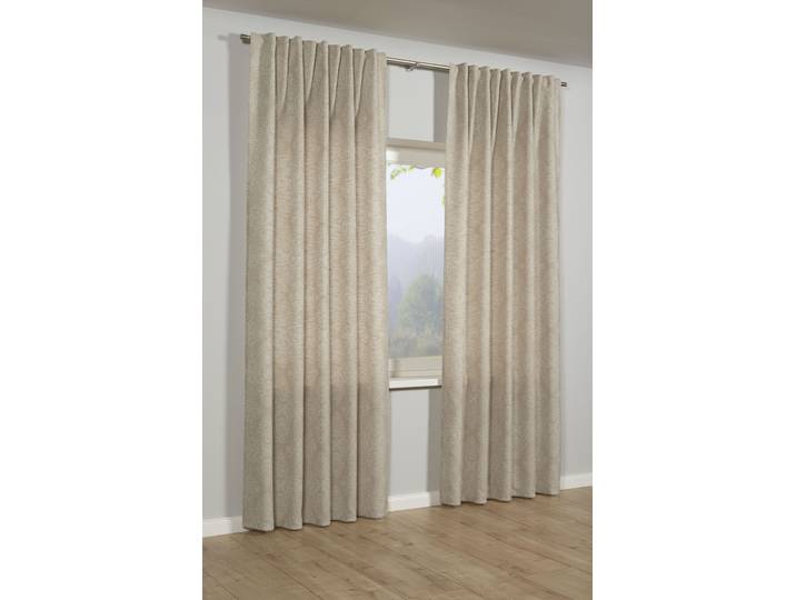 Gardine SEHLBACH Schal Jacquard Ornamente Gr. 1, beige, B:140cm H:245cm, Polyester, Gardinen, Gardine, mit Gardinenband und verdeckten Schlaufen