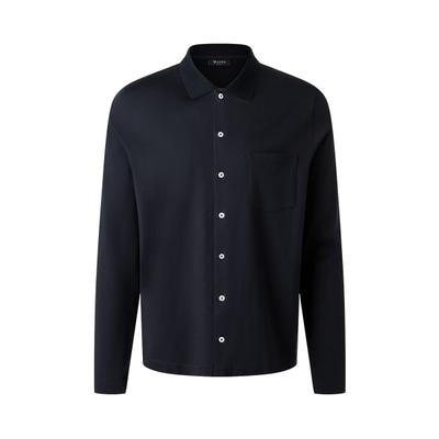 Langarmhemd MAERZ MUENCHEN "Maerz Muenchen 627100 Langarmhemd Herren Bekleidung", Herren, Gr. 50, EURO-Größen, schwarz (blau), 100% Baumwolle, Hemden