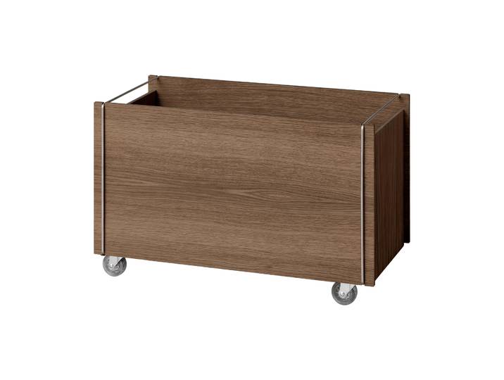 MOEBE Moebe Aufbewahrungsbox Geräucherte Eiche-Edelstahl, mit Rollen, 33x60x31 cm