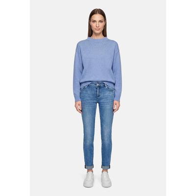 Strickpullover BETTY BARCLAY "Damen mit Stehkragen", Damen, Gr. 40, blau (middle blau melange), Strick, Obermaterial: 55% Viskose, 30% Polyester, 15% Polyamid, Basic, gerade normal, Pullover Strickpullover